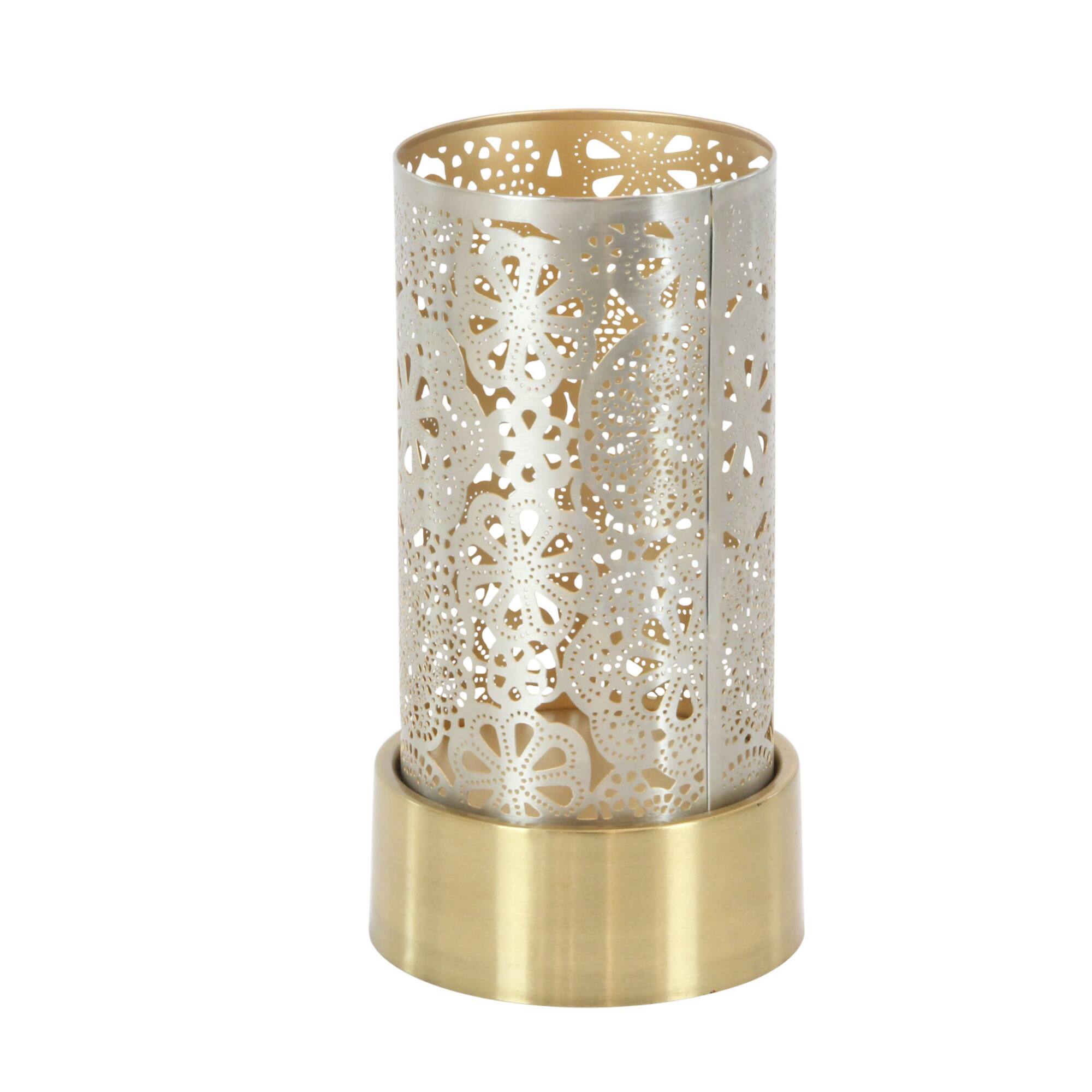 Set of 2" Gold Metal Eclectic Lantern, 8", 10"